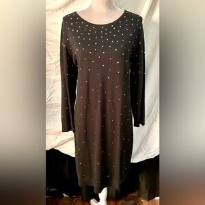 Michael Kors Black, Silver Studded Knee Length Sweater Dress, Size XL